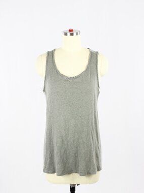 MAJESTIC FILATURES Olive Grey Linen Silk Relaxed Scoop Neck Tank Top, Size 1